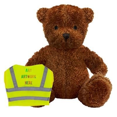 Branded Promotional PRINTED PROMOTIONAL SOFT TOY JAMES I TEDDY BEAR with Hi-vis Vest Soft Toy From Concept Incentives.