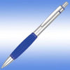 Branded Promotional IRIS GRIP METAL BALL PEN in Silver with Blue Grip Pen From Concept Incentives.