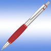 Branded Promotional IRIS GRIP METAL BALL PEN in Silver with Red Grip Pen From Concept Incentives.