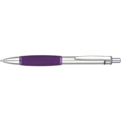 Branded Promotional IRIS GRIP ENTERPRISE in Silver with Purple Trim Pen From Concept Incentives.