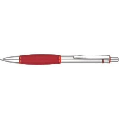 Branded Promotional IRIS GRIP ENTERPRISE in Silver with Red Trim Pen From Concept Incentives.