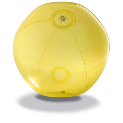 Branded Promotional BEACH BALL in Translucent Yellow PVC Beach Ball From Concept Incentives.