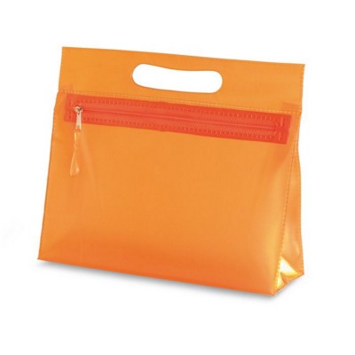 Branded Promotional CLEAR TRANSPARENT LADIES COSMETICS VANITY BAG in Orange Cosmetics Bag From Concept Incentives.