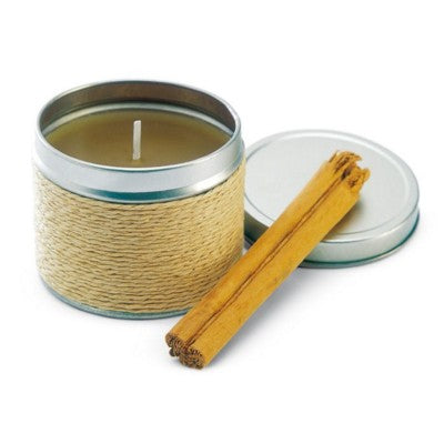 Branded Promotional FRAGRANCE CANDLE in TIN in Beige Candle From Concept Incentives.