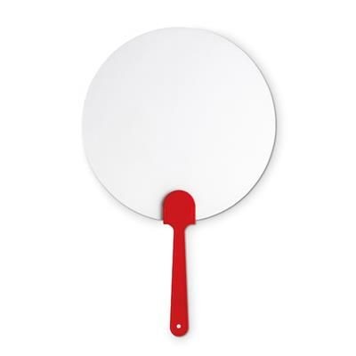 Branded Promotional MANUAL HAND FAN in Red Fan From Concept Incentives.