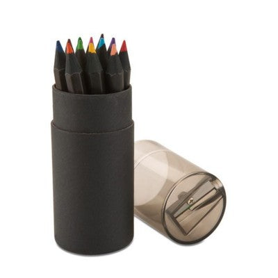 Branded Promotional COLOURING PENCIL SET in Black Colouring Set From Concept Incentives.