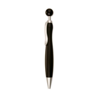 Branded Promotional PLASTIC PUSH BALL PEN with Ball Plunger in Black Pen From Concept Incentives.