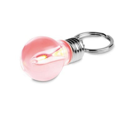 Branded Promotional LED LIGHT BULB SHAPE KEYRING in Clear Transparent Keyring From Concept Incentives.