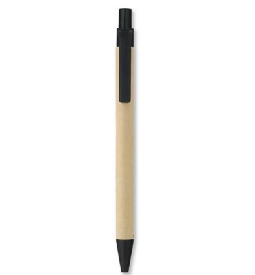 Branded Promotional BIODEGRADABLE PLASTIC & RECYCLABLE PAPER BARREL BALL PEN in Black Pen From Concept Incentives.