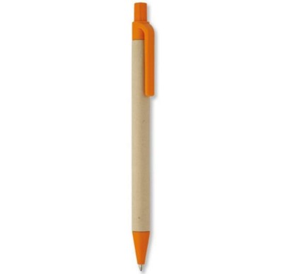 Branded Promotional BIODEGRADABLE PLASTIC & RECYCLABLE PAPER BARREL BALL PEN in Orange Pen From Concept Incentives.
