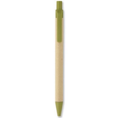 Branded Promotional BIODEGRADABLE PLASTIC & RECYCLABLE PAPER BARREL BALL PEN in Lime Green Pen From Concept Incentives.