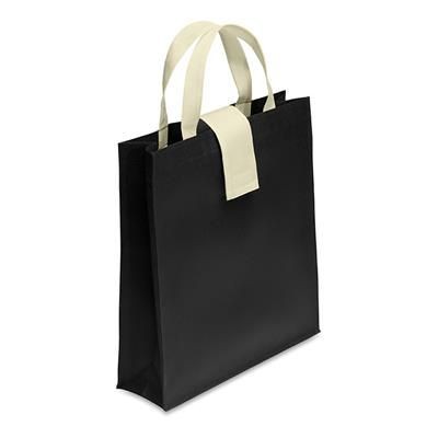 Branded Promotional NON WOVEN SHOPPER TOTE BAG in Black Bag From Concept Incentives.