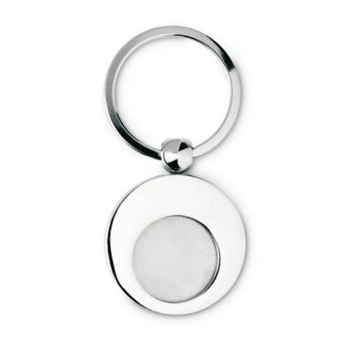 Branded Promotional earring METAL KEYRING with Metal Token in Shiny Silver Keyring From Concept Incentives.