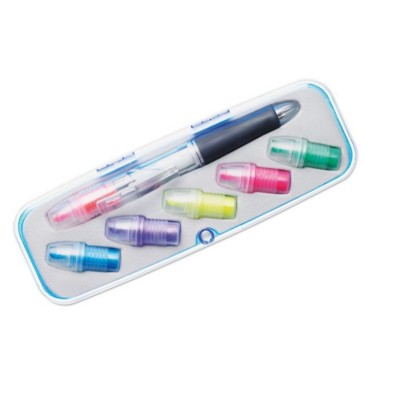 Branded Promotional COMUTO INTERCHANGEABLE HEAD BALL PEN Highlighter Set From Concept Incentives.