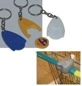 Branded Promotional PLASTIC WISHBONE SHAPE TROLLEY CHIP COIN KEYRING Keyring From Concept Incentives.