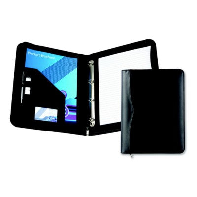 Branded Promotional HOUGHTON A4 ZIP AROUND RING BINDER in Black Conference Folder From Concept Incentives.