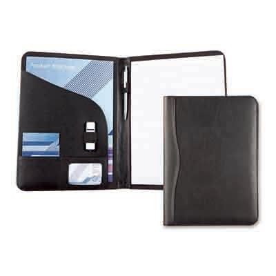 Branded Promotional HOUGHTON PU A4 CONFERENCE FOLDER in Black Conference Folder From Concept Incentives.