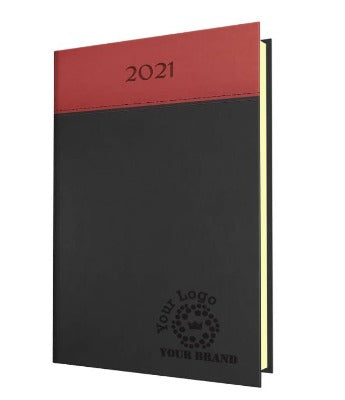 Branded Promotional HORIZON BICOLOUR QUARTO WEEK TO VIEW DESK DIARY in Grey and Red from Concept Incentives