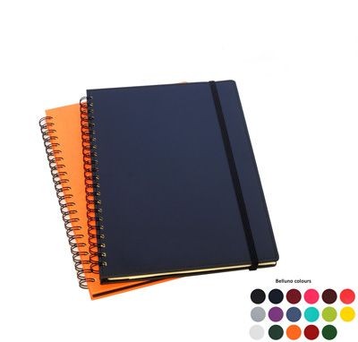 Branded Promotional A4 WIRO NOTE BOOK in Black Belluno PU Leather Journal Note Book From Concept Incentives.