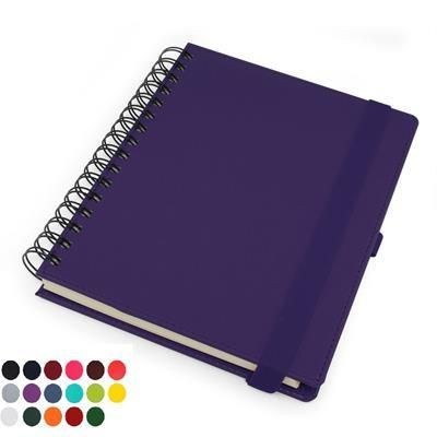 Branded Promotional DELUXE A5 WIRO NOTE BOOK with Belluno Soft Touch Leather Look Cover to Both Sides Note Pad From Concept Incentives.