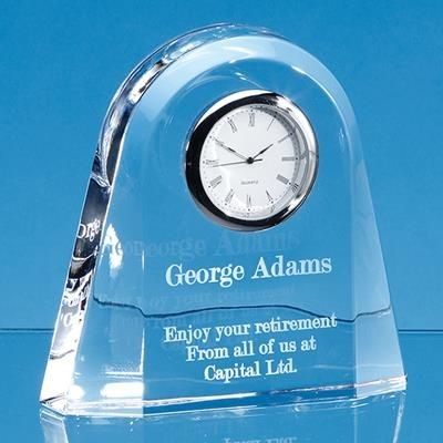 Branded Promotional 12CM LEAD CRYSTAL DOME CLOCK Clock From Concept Incentives.