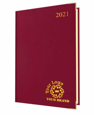 Branded Promotional FINEGRAIN DELUXE MANAGEMENT QUARTO DESK DIARY in Red from Concept Incentives