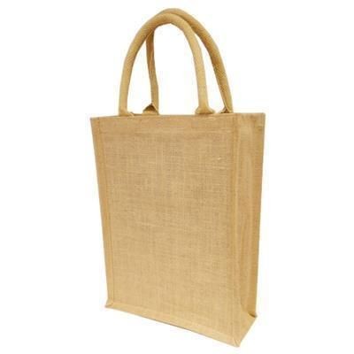 Branded Promotional OVERSIZE A4 GIFT NATURAL JUTE SHOPPER TOTE BAG with 40cm Handles Bag From Concept Incentives.