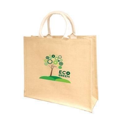 Branded Promotional LARGE NATURAL JUTE LANDSCAPE SHOPPER TOTE BAG FOR LIFE Bag From Concept Incentives.