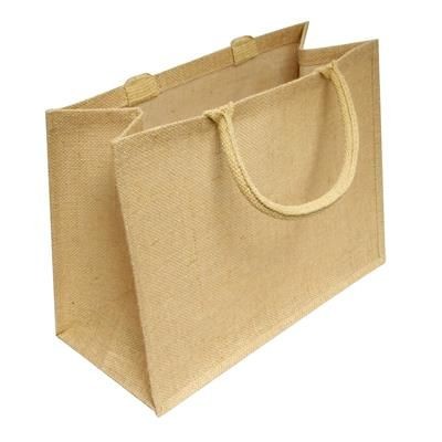 Branded Promotional SYCAMORE MEDIUM LAMINATED JUTE SHOPPER Bag From Concept Incentives.