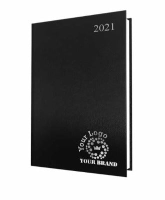 Branded Promotional FINEGRAIN PORTRAIT WEEK TO VIEW A5 DESK DIARY in Black from Concept Incentives