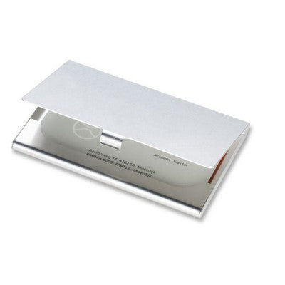 Branded Promotional ALUMINIUM METAL BUSINESS CARD POCKET HOLDER in Shiny Silver Business Card Holder From Concept Incentives.