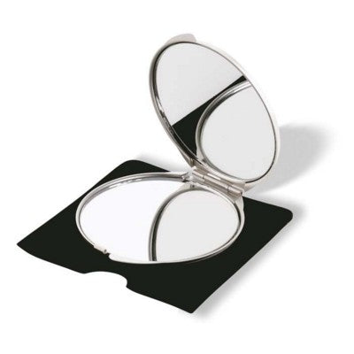 Branded Promotional LADIES ROUND METAL COMPACT MIRROR in Matt Silver Aluminium Metal Mirror From Concept Incentives.