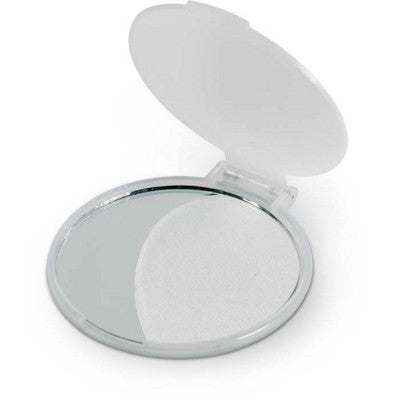 Branded Promotional ROUND MAKE UP COMPACT MIRROR in Translucent White Mirror From Concept Incentives.