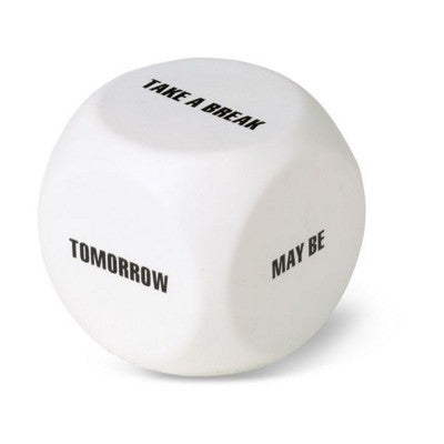 Branded Promotional STRESS DECISION DICE in White Decision Maker From Concept Incentives.