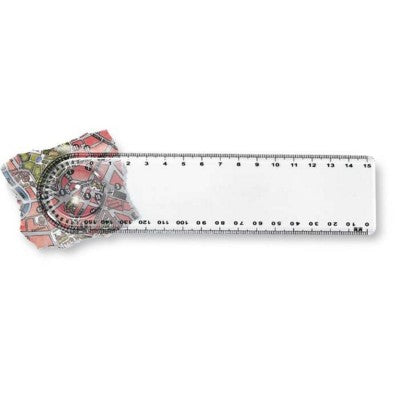 Branded Promotional CLEAR TRANSPARENT PLASTIC RULER with Magnifier & Protractor Ruler From Concept Incentives.