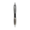 Branded Promotional RIO COLOUR AUTOMATIC PLASTIC BALL PEN with Soft Grip in Black Pen From Concept Incentives.