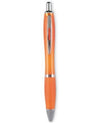 Branded Promotional RIO COLOUR AUTOMATIC BALL PEN in Translucent Orange Pen From Concept Incentives.