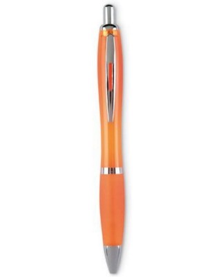 Branded Promotional RIO COLOUR AUTOMATIC BALL PEN in Translucent Orange Pen From Concept Incentives.