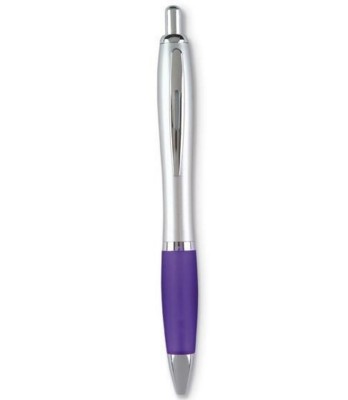 Branded Promotional RIO SATIN AUTOMATIC PLASTIC BALL PEN with Satin Body & Soft Grip in Blue Pen From Concept Incentives.