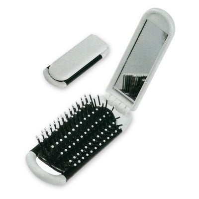 Branded Promotional FOLDING HAIR BRUSH with Mirror in White Hair Brush From Concept Incentives.