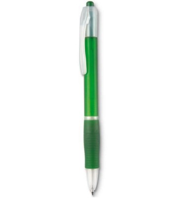 Branded Promotional BALL PEN with Rubber Grip in Translucent Green Pen From Concept Incentives.