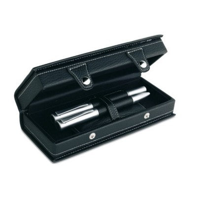 Branded Promotional HIGH CLASS BALL PEN SET in Gift Box in Black Pen Set From Concept Incentives.