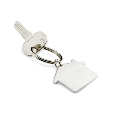 Branded Promotional METAL KEYRING HOUSE in Matt Silver Keyring From Concept Incentives.