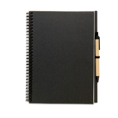 Branded Promotional RECYCLED NOTE BOOK in Black Note Pad From Concept Incentives.