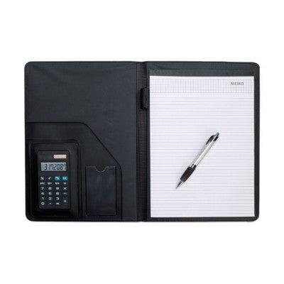 Branded Promotional A4 CONFERENCE FOLDER & CALCULATOR in Black Conference Folder &amp; Calculator From Concept Incentives.