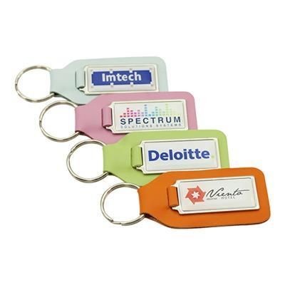 Branded Promotional LEATHER & METAL MEDALLION KEYRING in Custom Colours Keyring From Concept Incentives.