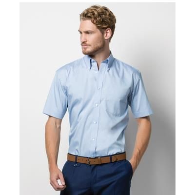 Branded Promotional KUSTOM KIT MENS SHORT SLEEVE PREMIUM OXFORD SHIRT Shirt From Concept Incentives.