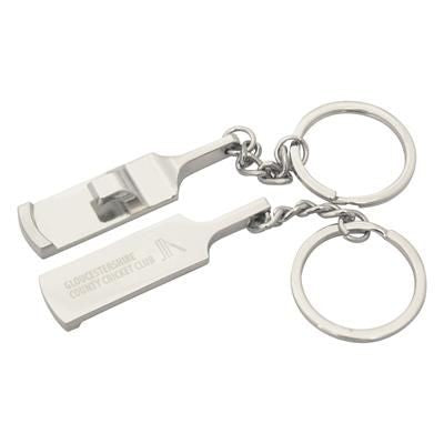 Branded Promotional CRICKET BAT BOTTLE OPENER KEYRING Keyring From Concept Incentives.