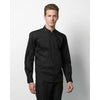 Branded Promotional KUSTOM KIT BARGEAR MENS LONG SLEEVE MANDARIN COLLAR BAR SHIRT in Black Shirt From Concept Incentives.