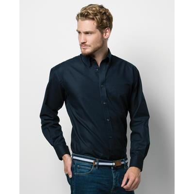 Branded Promotional KUSTOM KIT MENS WORKPLACE PINPOINT OXFORD LONG SLEEVE SHIRT Shirt From Concept Incentives.